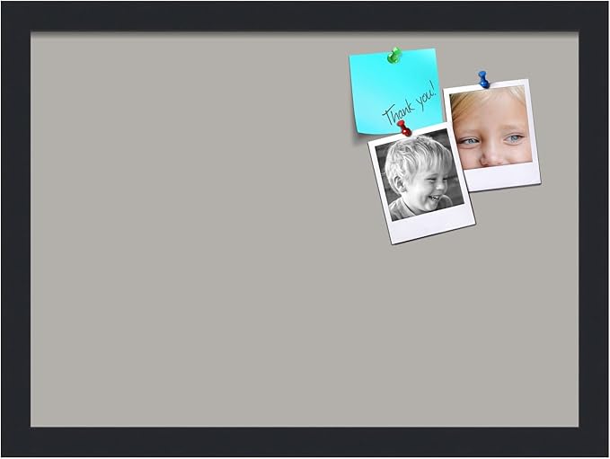 PinPix 18x13 Inch Cork Bulletin Board. This Decorative Framed Pin Board Comes with Dark Stone Design and a Satin Black Frame. Ideal for Home Office Decor or Message Board (PinPix-1808)-DeskLoop Office