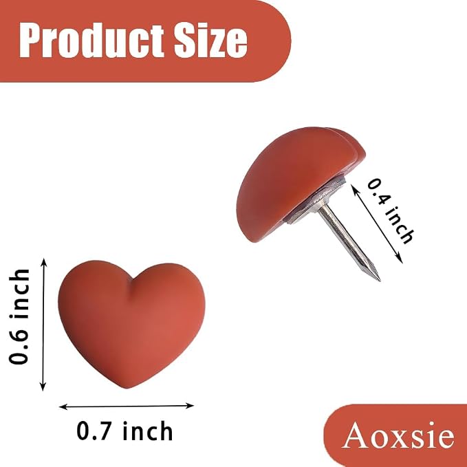 28pcs Decorative Heart Push Pins Dark Red Thumbtacks Thumb Tacks - Image 2