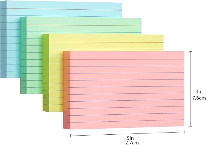 Colored Index Cards 3x5, 200 Pack, 180gsm Heavy Ruled Index Cards, Flash Cards - Image 3