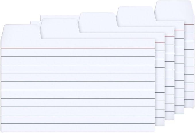 100 Pack Tabbed Index Cards 3x5 Lined Index Card Dividers by Unknown