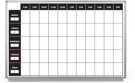 Work Week Dry-Erase Scheduling Whiteboard 60" x 40" by CreativeSafetySupply