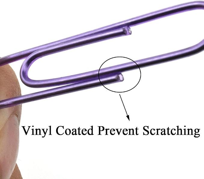 HAHIYO Paper Clips Large 2 inches Length Purple Paperclips Vinyl Coated Prevent - Image 3