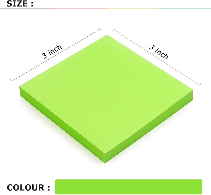 Sticky Notes 3x3 Self-Stick Notes Bright Colors Sticky Notes 8 Pads 80 Sheet/Pad - Image 3