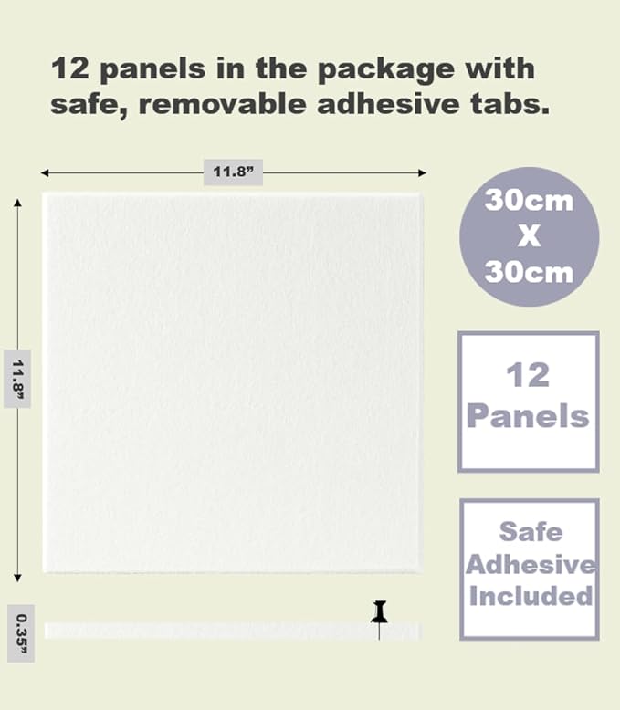 Large Cork Board Alternative - 12-Pack Felt Wall Tiles with Safe Removable Adhesive Tabs, Cork Wall Tiles Bulletin Board Home Office Essentials - Warm White-DeskLoop Office
