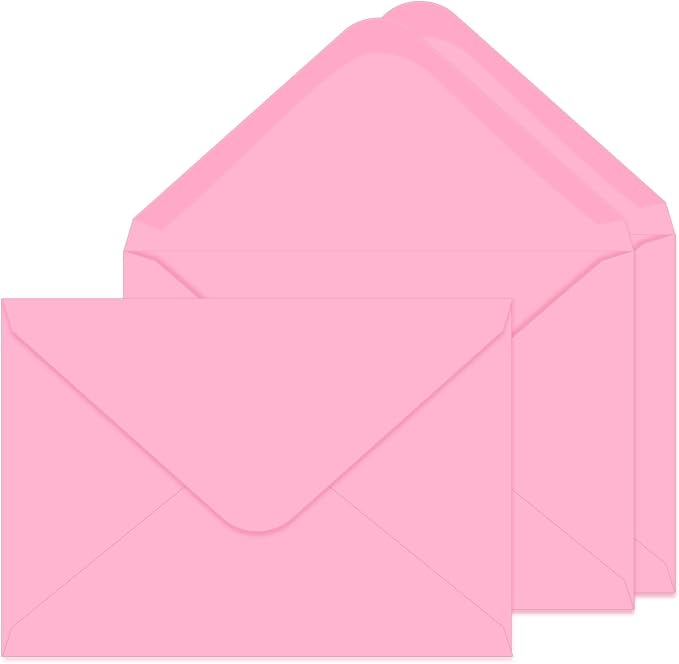 A7 Envelopes 100 Pack Pink Envelopes 5x7 V-shaped Flap, Suitable by Ouzoustate