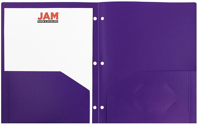 JAM PAPER Heavy Duty Plastic 3 Hole Punch Pocket Folders - Image 5