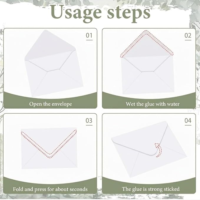50 Pcs Olive Green Envelopes Floral Pattern 5x7 Envelopes - Image 4