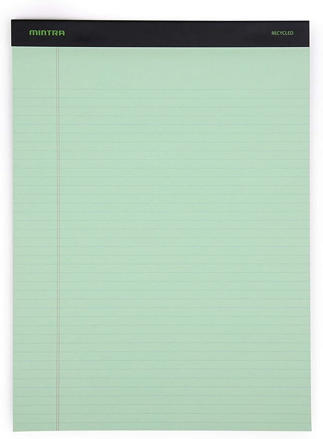 Mintra Office Legal Pads, ((Basic 6pk - (Pastel Version #3), 8.5in x 11in, Narrow Ruled)) - Includes 2 Blue Writing Pads, 2 Pink Writing Pads and 2 Green Writing Pads-DeskLoop Office
