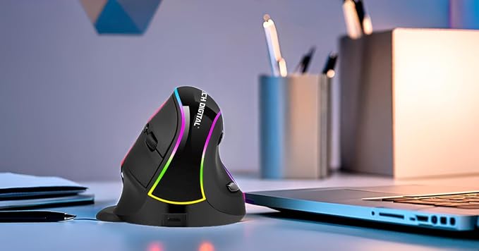 J-Tech Digital Ergonomic Mouse with Wireless Connection, Removable Palm Rest, Thumb Buttons, Rechargeable Battery, 800 DPI, Compatible with Windows and MAC OS-DeskLoop Office