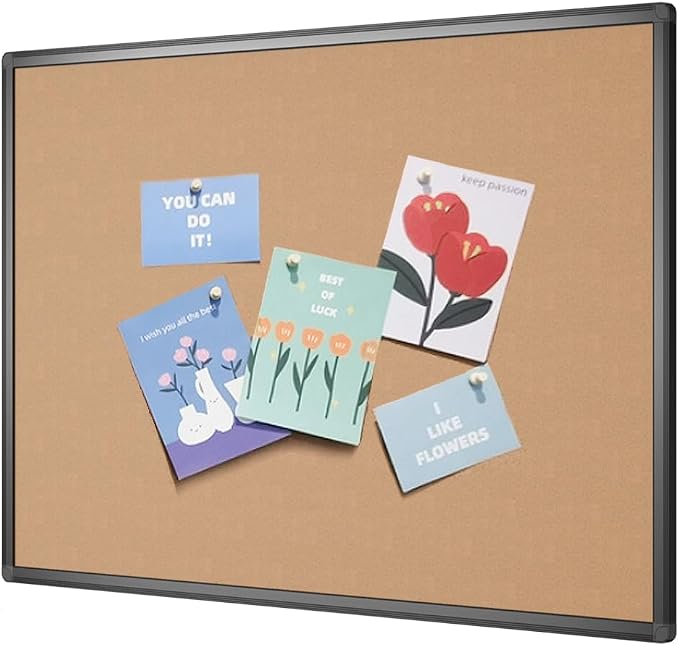 VIZ-PRO Cork Notice Board, 48 X 32 Inches, Cork Bulletin Board by VIZ-PRO