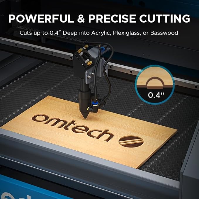 OMTech 90W CO2 Laser Engraver with LightBurn & Water Chiller, 20"x28" Laser Engraving Cutting Machine with 4 Way Pass Through Air Assist Caster Wheel, Commercial Laser Cutter for Wood Glass Acrylic-DeskLoop Office
