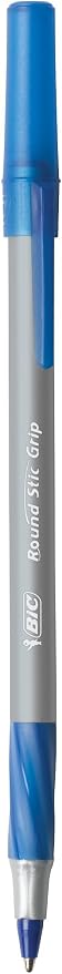 BIC Round Stic Grip Xtra Comfort Blue Ballpoint Pens, Medium Point, Excellent - Image 2