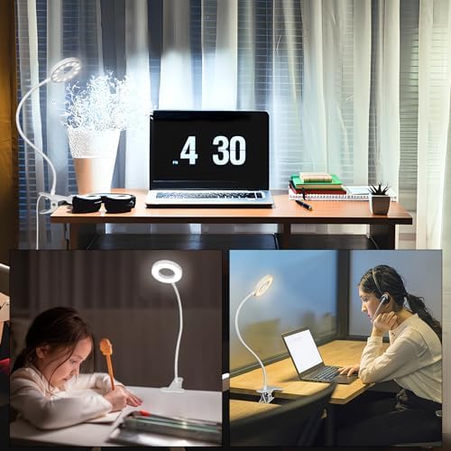 Woputne Desk Clip on Lamp for Reading Home Office, - Image 6