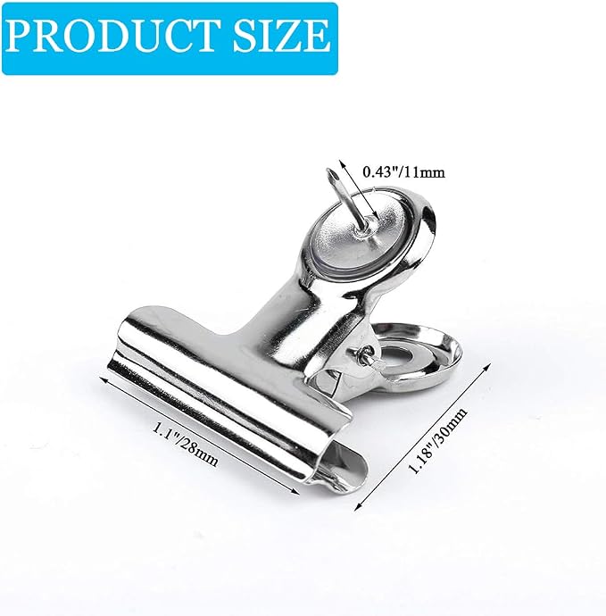 50 PCS Metal Push Pin Clips Silver Bulldog Clips - Image 2