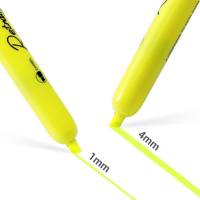 WRITECH Retractable Highlighters Chisel Tip: Fluorescent Yellow Ink Highlighter - Image 4