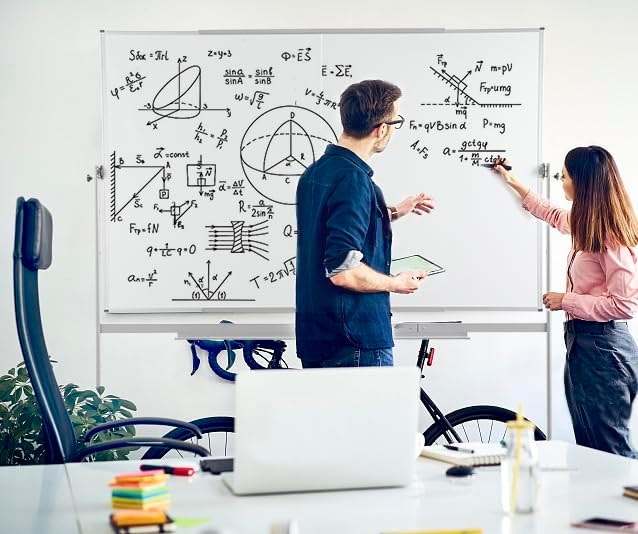 FORTUNO Large Magnetic Mobile Whiteboard 72"x40", Rolling Double Sided Stand Whiteboard on Wheels, Reversible Adjustable Height/Angle Dry Erase Board Easel White Board for Office Classroom-DeskLoop Office