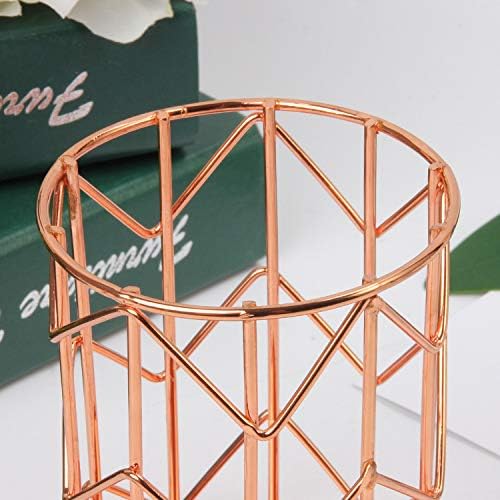 Pen Holder for Desk, Make Up Brush Holder Rose Gold Metal Wire Pencil Cup - Image 3