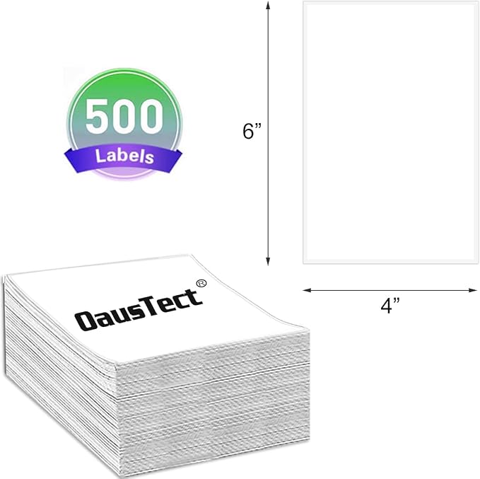 OausTect 4x6 Shipping Label 500 Fanfold Labels - Image 7