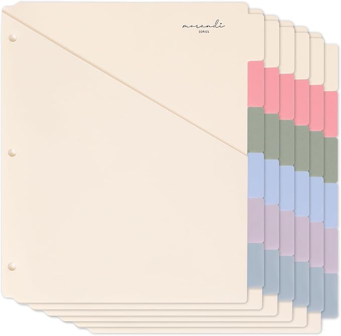 H4D 6-Tab Plastic Binder Dividers, 2 Pockets, Pastel Colors, 6 Sets | Made of by H4D