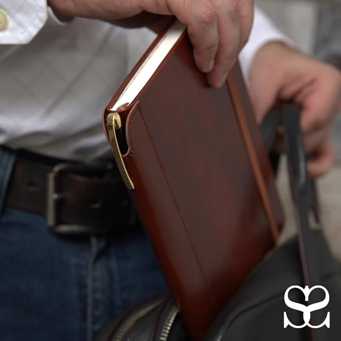 SETTINI® Lined Journal - Compass Journal for Writing Gift Set - Hardcover Vegan Leather, Includes Luxury Pen in a Unique Pen Holder, 192 Pages, 6 x 8.5 inches, Birthday Gift-DeskLoop Office