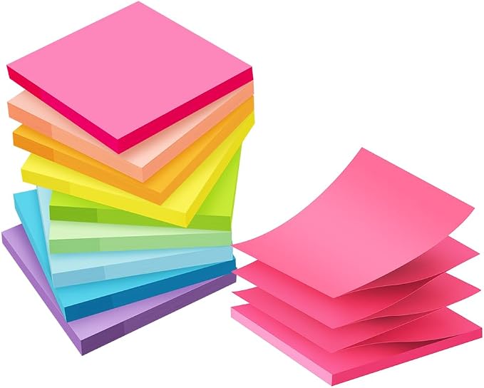 Pop Up Sticky Notes Refill, 3x3 in Popup Notepads, Accordion Stickies Super by Kozerite