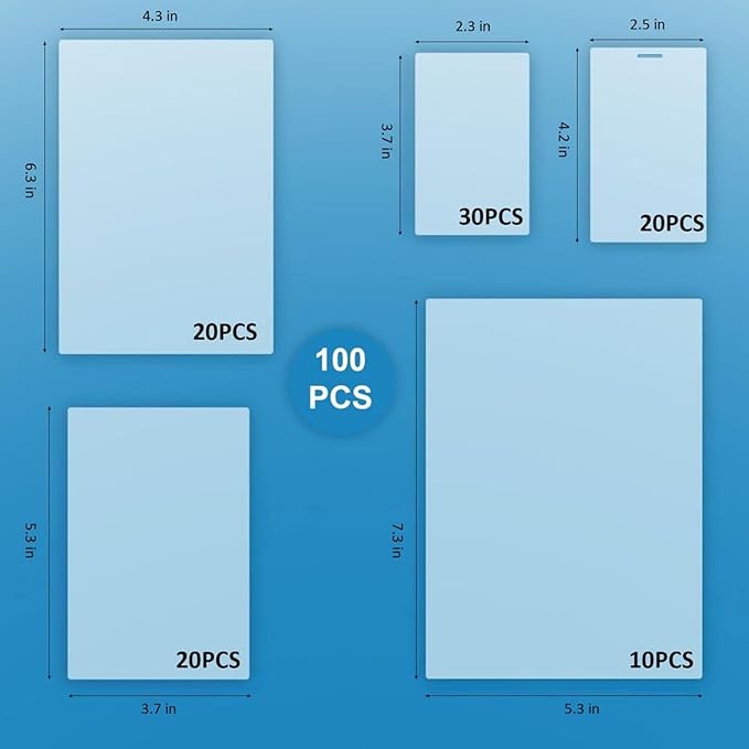 Uinkit Thermal Laminating Pouches Variety Small Size 5mil Thickness Card Notecard ID Badge Business Photo Size Professional Quality Dry-Erase Friendly Sheets Glossy Clear Laminator Pouch,100 Pack-DeskLoop Office