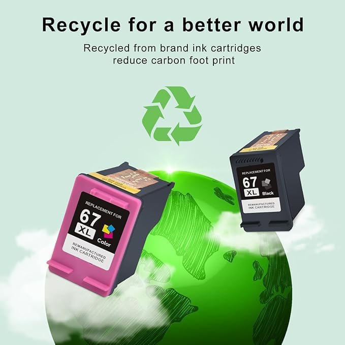 SAILNER 67XL HP Printer Ink, Replacement for HP Ink 67 for HP 67 Ink cartridges Black/Color Combo Pack, Compatible with DeskJet 2755e 2855e 2700e 4155e 2734e 2827e 4100e Envy 6055 6455e Printer 67XL-DeskLoop Office