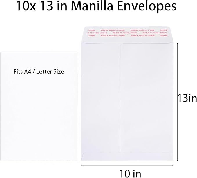 10x13 Manila Envelopes White, 20 Pack Large Catalog Envelopes - Image 5