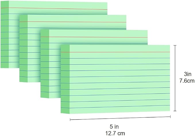 Green Index Cards 3x5, 200 Pack, Ruled Index Cards, Flash Cards - Image 2