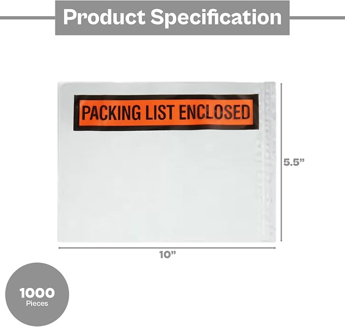 PSBM 1000 PCS 5.5 x 10 Inch Orange Panel Face Packing List Enclosed Envelopes - Image 3