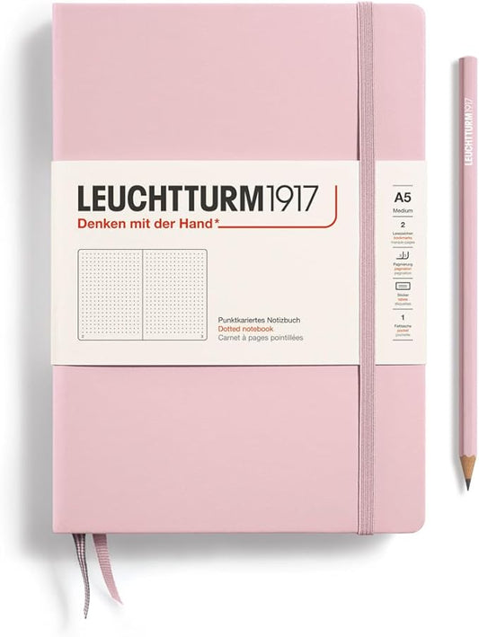 LEUCHTTURM1917 - Notebook Hardcover Medium A5-251 Numbered Pages for Writing and Journaling (Powder, Dotted)-DeskLoop Office