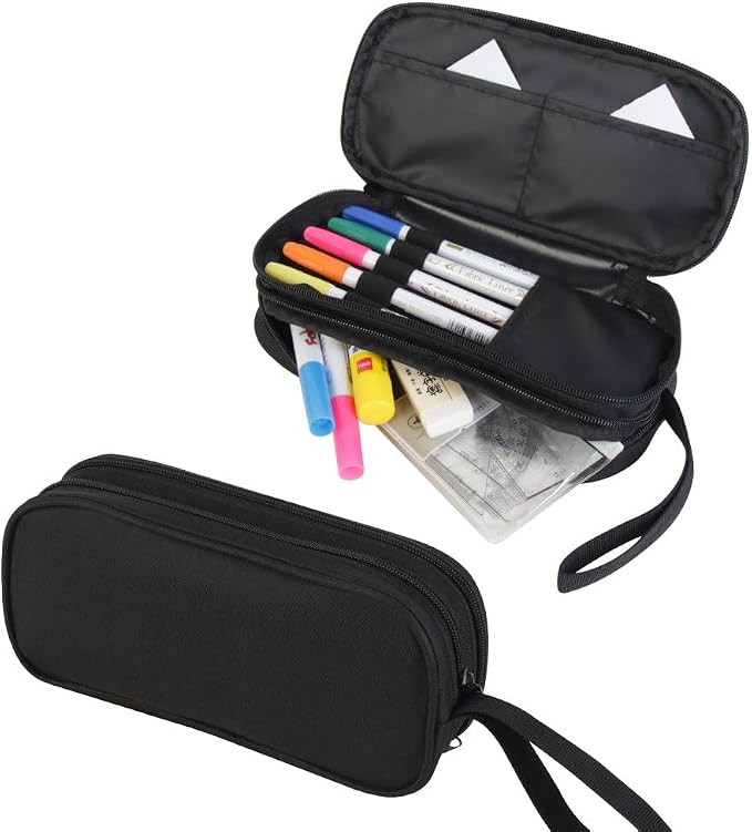 HiGaits Pencil Case for Boys, Durable Pen Box Twin Cats - Image 3