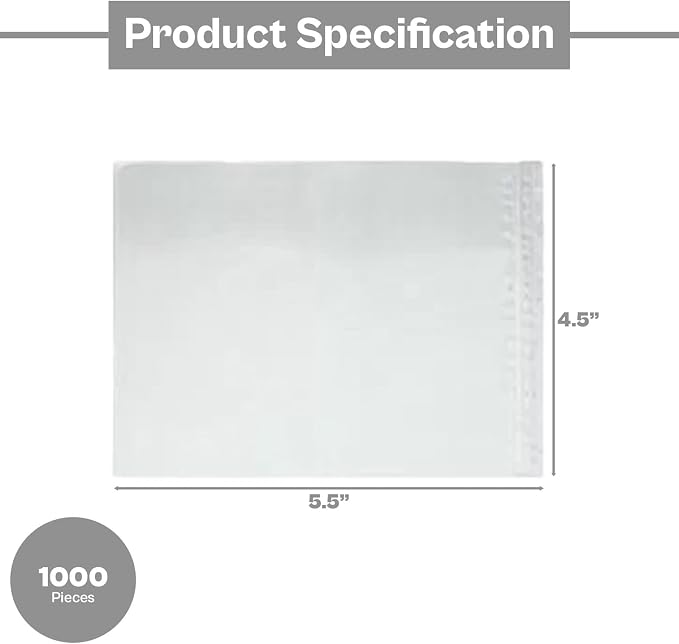 PSBM 1000 PCS 4.5 x 5.5 Inch Clear Blank Packing List Envelopes, Shipping - Image 3
