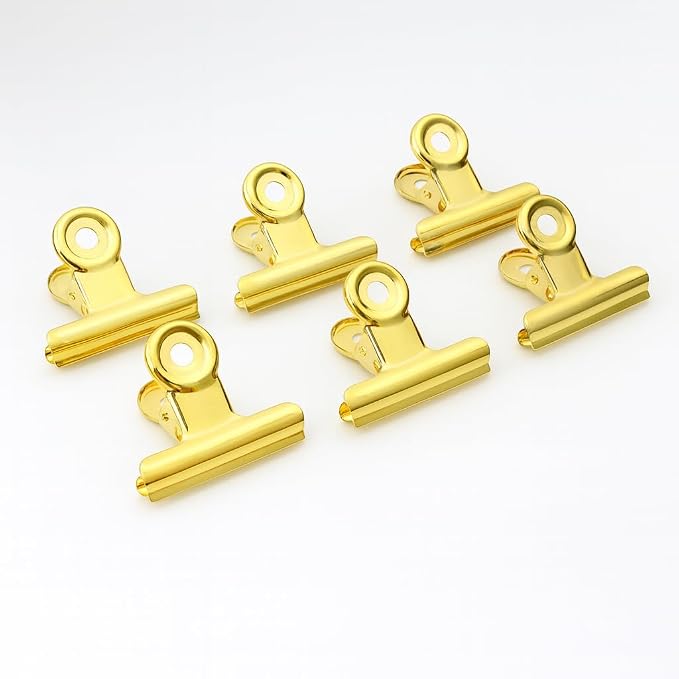 6PCS Bulldog Clip Gold Clips for Paper – Metal Binder Chip Retro Air Tight T - Image 4