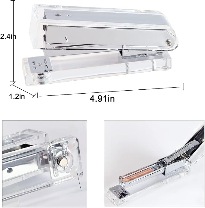 Acrylic Silver Tape Dispenser Desktop Stapler, Includes Staple Remover - Image 3