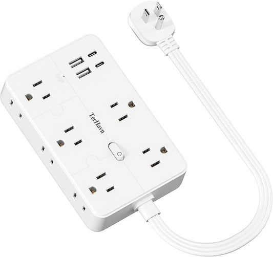 Surge Protector Power Strip 1 FT Flat Extension Cord ，10 AC Outlets & 4 USB by Unknown