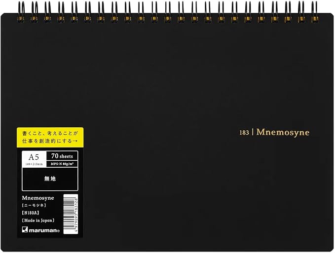 Maruman Mnemosyne Grid Notebook- Horizontal A5 Layout, 5.83" x 8.27", 70 Sheets - Image 6