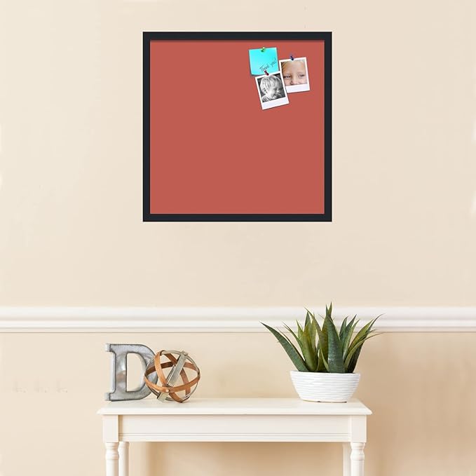 PinPix 22x22 Inch Cork Bulletin Board. This Decorative Framed Pin Board Comes with Crimson Pastel Design and a Satin Black Frame. Ideal for Home Office Decor or Message Board (PinPix-1807)-DeskLoop Office