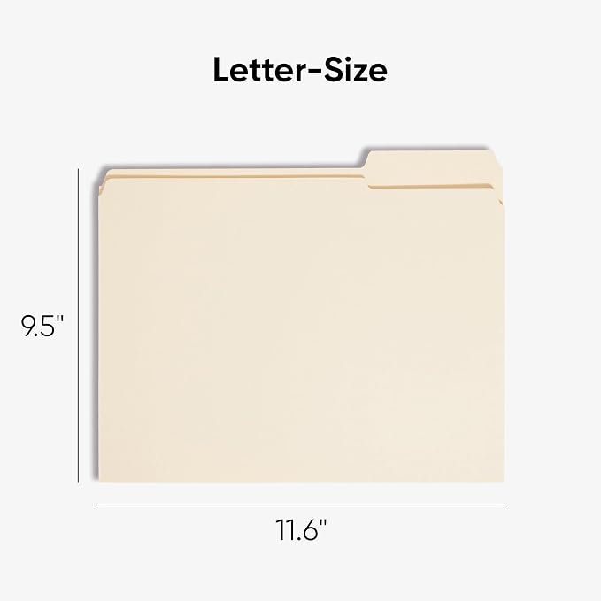 Smead File Folders Letter Size, Reinforced 1/3-Cut Tab, Letter Size, Manila - Image 2