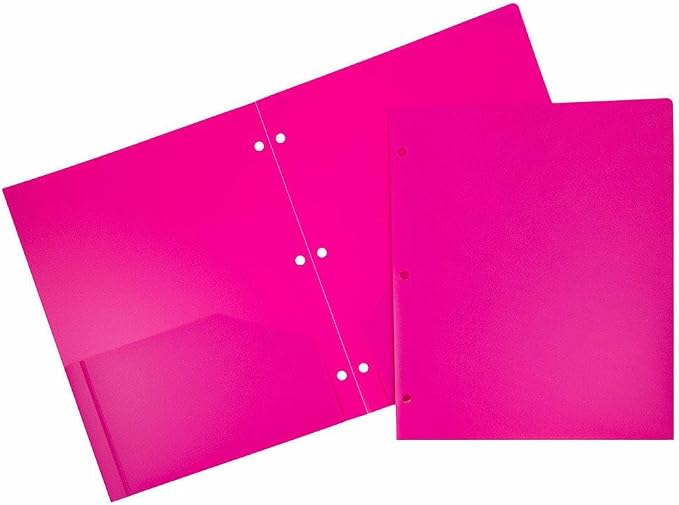 JAM PAPER Heavy Duty Plastic 3 Hole Punch Pocket Folders by JAMPaper
