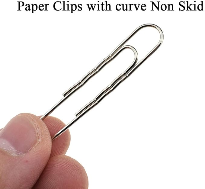 HAHIYO Paperclips Nonskid New Upgrade No Paper Scratch Large 2” Length Paper Clips with Curve Non Skid Heavy Duty Tight Grip Thick Rust Proof Reusable Metal Bright Silver for Home Office 90 Pack-DeskLoop Office