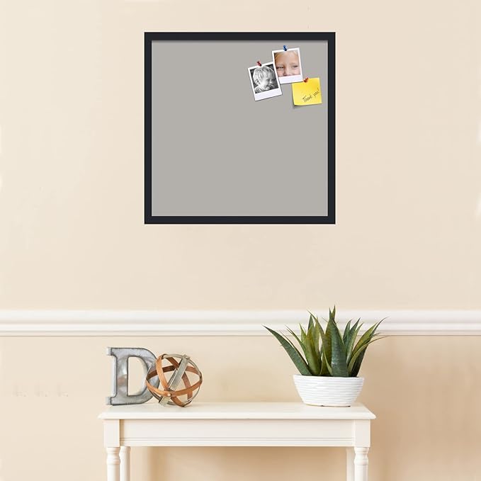 PinPix 22x22 Inch Cork Bulletin Board. This Decorative Framed Pin Board Comes with Dark Stone Design and a Satin Black Frame. Ideal for Home Office Decor or Message Board (PinPix-1808)-DeskLoop Office