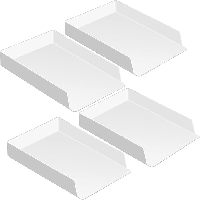 4 Pcs Stackable Desk Organizer Trays Rectangular Plastic Desk Holder Desktop by Leelosp