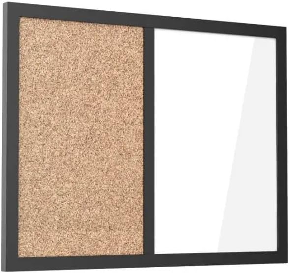 Combination Board Magnetic Dry Erase Board & Corkboard,24''x18'' Combo Board, Black Frame-DeskLoop Office