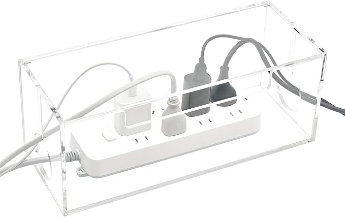 Cable Management Box, 2 Open Slots Cords Hider Box, Under Desk Power Strip by DELIPPLY