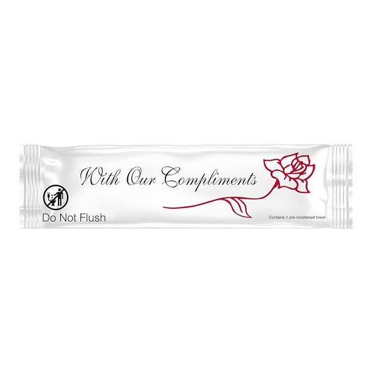 Diamond Wipes Pre-moistened Hand Wipes - “With Our Compliments” Logo 10x8” Extra Thick Lemon-Scented Pack of 500 Individually Wrapped Wet Wipes