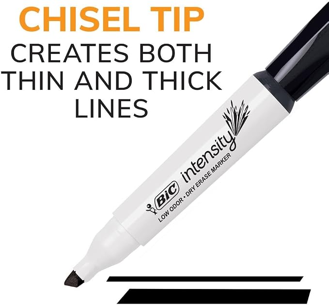 BIC Intensity Low Odor Dry Erase Markers, Chisel Tip, 4-Count Pack of Erasable - Image 3
