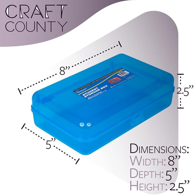 Craft County | Transparent Pencil Box | Colored Utility Box Storage Office Supplies Organizer | Pink Sparkle-DeskLoop Office