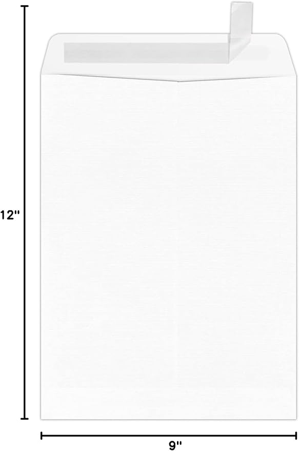 LUXPaper 9 x 12 Open End Envelopes | Peel & Press | White Linen | 80lb. Text | - Image 6