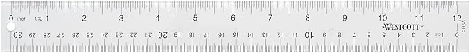 Westcott Acrylic Clear Ruler, Easy-to-Read Markings, Scratch-Resistant Design by Westcott